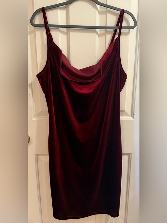 SHEIN Dresses & Skirts - SHEIN Burgundy Velvet Cowl Neck Strapless Slip Dress 2XL